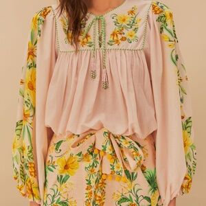 Pink Botanical Beauty Long Sleeve Blouse